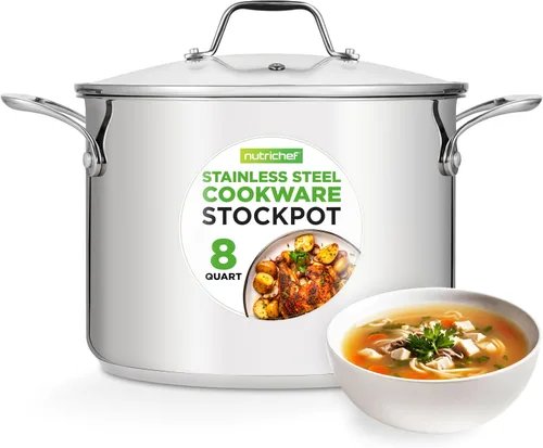 Miniatura 11 de NutriChef Olla de acero inoxidable de 2 cuartos de galón con tapa, cacerola resistente con asas ergonómicas, para todas las estufas