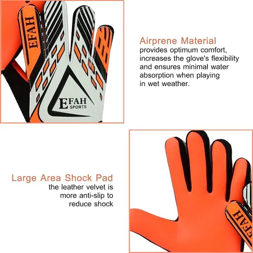 Miniatura 4 de Guantes de portero de fútbol para niños y jóvenes, guantes de portero de fútbol con agarres fuertes Negro/Naranja