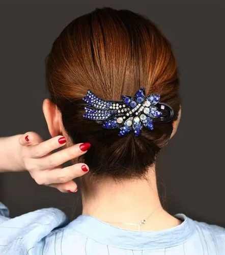 Miniatura 3 de Paquete de 4 magníficos accesorios de cristal para el cabello: pinzas para el cabello, pinzas de pico de pato, pinzas para el cabello con diamantes