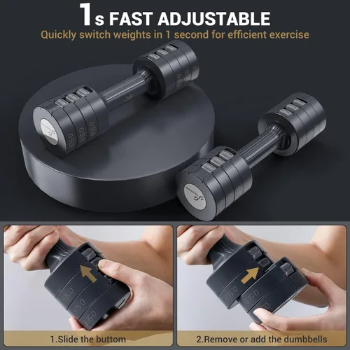 Miniatura 2 de Sportneer Juego de mancuernas ajustables para mano: juego de 2 mancuernas de 5 libras cada una de 2 libras, 3 libras, 4 libras, 5 libras, pesas
