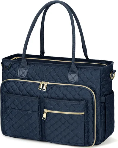 Miniatura 8 de RAINSMORE Bolsa de mano para profesores, bolsa de computadora portátil de 15.6 pulgadas para mujer, bolsas de trabajo, bolsa de enfermera, bolsa