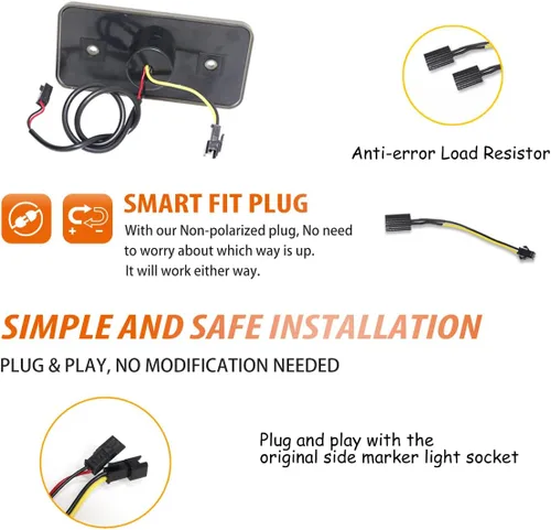 Miniatura 4 de ADIIL Juego de 4 luces de marcador laterales LED ámbar y rojo con lente ahumada, compatible con Benz W463 Clase G G500 G550 G55 AMG 02-14 Luces