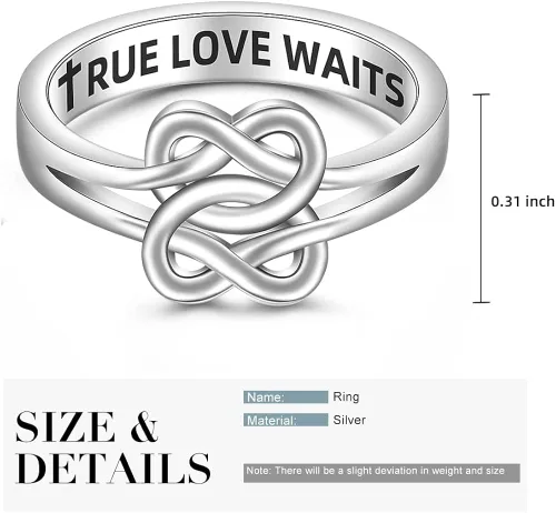 Miniatura 7 de Jewlikee Anillo de pureza de amor verdadero espera, anillo celta de nudo de amor para mujer, celibato, compromiso celta, plata de ley, Plata