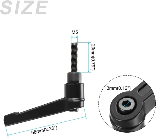 Miniatura 2 de METALLIXITY Mango de sujeción ajustable (M5 x 0.787 in), 5 unidades, mango de nivel de trinquete de botón macho de metal, para equipos