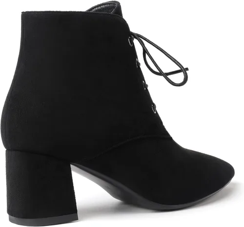 Miniatura 5 de Eldof Botines de mujer con tacón bajo y grueso, puntera puntiaguda, con cordones, cómodas botas para caminar
