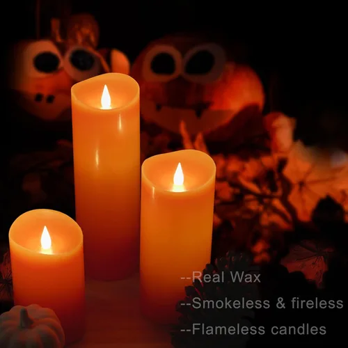 Miniatura 3 de Velas LED sin llama de decoración navideña con control remoto, 3 x 7 pulgadas, pilar de cera real con temporizador para decoraciones de Navidad