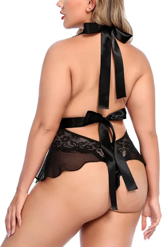 Miniatura 5 de Avidlove Lencería de talla grande para mujer, cuello en V profundo, lencería de encaje, camisón de encaje