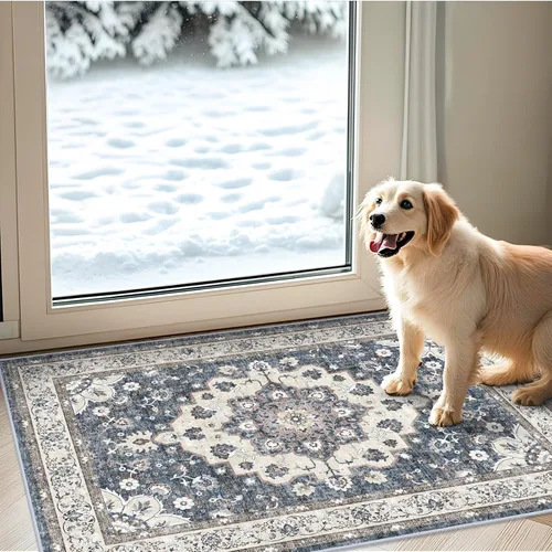 Miniatura 34 de Alfombra lavable de 2 x 3 pies para entrada: alfombras vintage con respaldo antideslizante para cocina, baño, alfombra resistente al agua