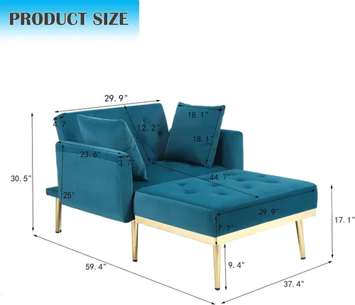 Miniatura 2 de BEEY Sofá individual de tela, cómodo sillón tapizado, muebles de sala de estar, sofá biplaza azul marino de 53 pulgadas, sofás pequeños