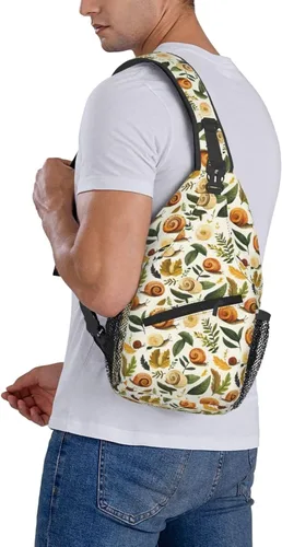 Miniatura 6 de Small Crossbody Bags for Women Men - Vintage Snail Leaves Print Adjustable Shoulder Bag Fanny Packs Belt Sling Bag Crossbody Purses Backpack for