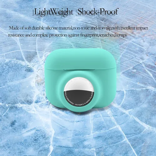 Miniatura 7 de Juego de funda protectora 2 en 1 compatible con Airpods Pro y Airtag, funda de silicona para rastreador GPS, suave a prueba de golpes, antiarañazos