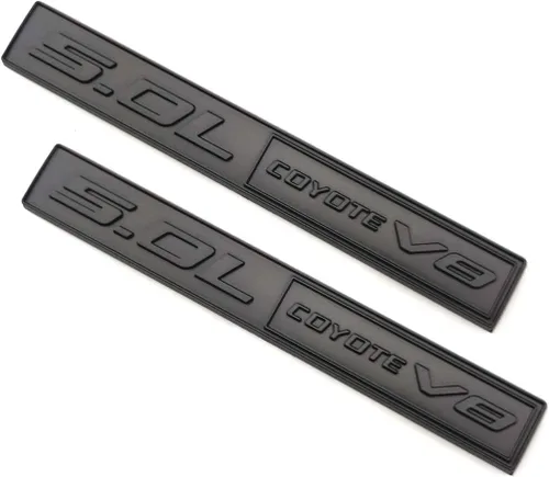 Miniatura 5 de 2 piezas 5.0 Coyote V8 Emblema 3D Trim Fender Hook Tronco Calcomanía Adhesivo Adhesivo Placa de Nombre de Repuesto para 150 Mustang (Negro Rojo)
