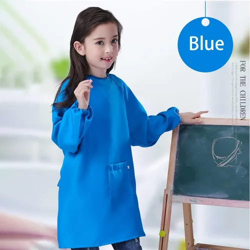 Miniatura 2 de Delantal de pintura para niños, impermeable, para niñas y niños de 2 a 12 años Azul