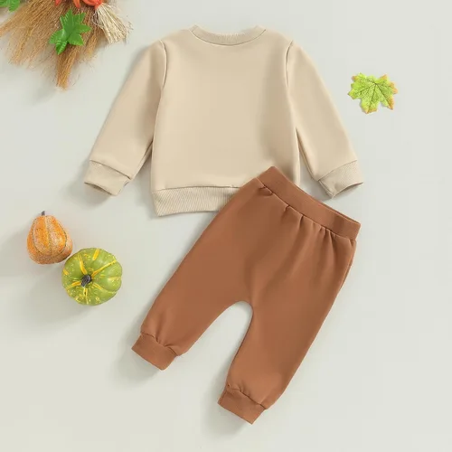 Miniatura 19 de Adobabirl Conjunto de sudadera y pantalones de Halloween para bebé, sudadera y pantalones con parche de calabaza para Halloween, otoño, ropa de bebé