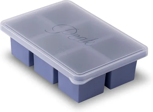 Miniatura 11 de W&P Cup Cubes - Bandeja de silicona para congelador con tapa, azul, hace 4 porciones perfectas de 1 taza, congela y almacena sopa, caldo, salsa