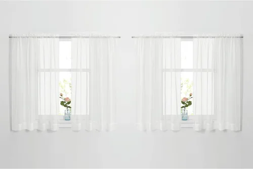 Miniatura 24 de NICETOWN Cortinas traslúcidas de gasa para ventana de dormitorio, bolsillo para barra, elegantes cortinas traslúcidas ligeras que llegan al suelo