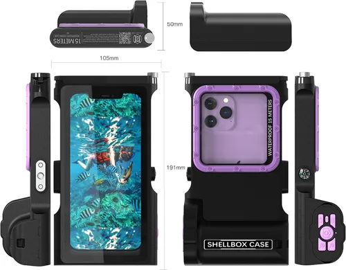 Miniatura 3 de ShellBox Case Funda de buceo de 3ª generación para Samsung Galaxy y iPhone Series, teléfonos universales [4.9-6.9 pulgadas], buceo de 49.2 ft/50