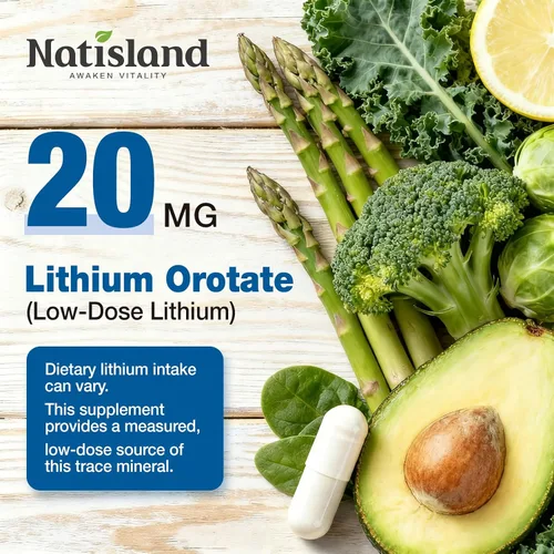 Miniatura 8 de Orotato de litio 20 mg - Apoyo a la salud del cerebro y los nervios para un envejecimiento saludable, suplementos de litio de baja dosis, minerales