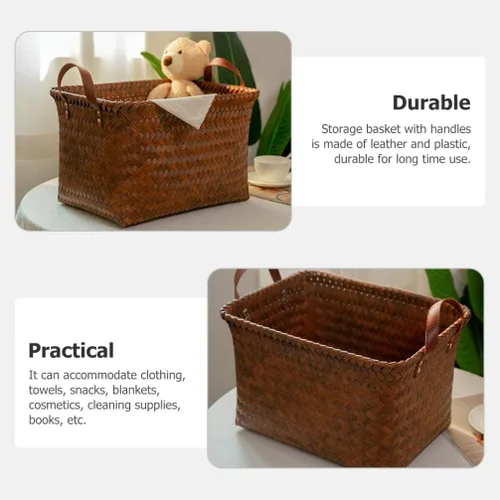 Miniatura 8 de Cabilock Contenedores de almacenamiento tejidos para el hogar, soporte resistente para ropa sucia para niños y niñas