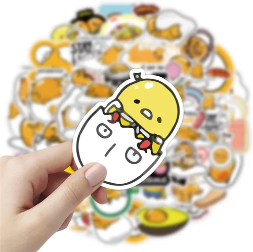 Miniatura 7 de CHVISO 60 calcomanías Kawaii de huevo perezoso japonés, calcomanías de vinilo impermeables para niños, adolescentes, adultos, laptop, botellas
