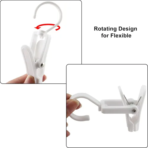 Miniatura 4 de Jiozermi 20 ganchos para lavandería, pasadores de plástico para ropa, clips de suspensión súper fuertes, ganchos giratorios para tienda de ropa