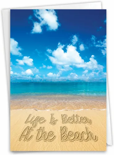 Miniatura 15 de The Best Card Company - 1 Tarjeta en blanco para todas las ocasiones - Tarjeta de notas del océano tropical con sobre - Life's a Beach A C6328AOCB