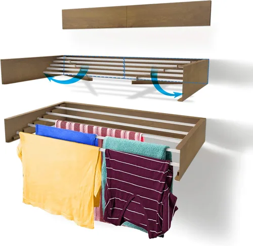 Miniatura 9 de Step Up Tendedero de Secado de Ropa (28 Pulgadas Blanco), Montado en la Pared, Tendedero de Ropa Retráctil, Capacidad de 40 Libras, 11.6 Pies