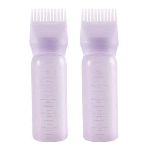 Miniatura 8 de Pimoys Paquete de 2 botellas aplicadoras de peine de raíz, aplicador de aceite de 6 onzas para tinte para el cabello Rosa