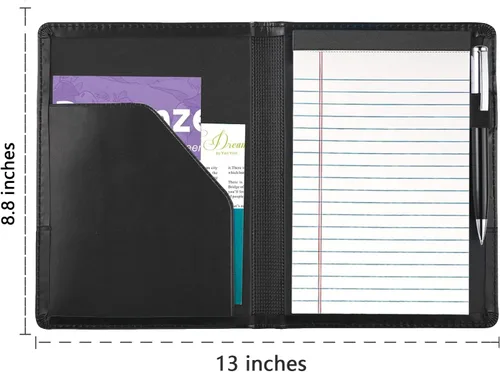 Miniatura 3 de Carpeta para portafolio o cartera, mini carpeta de 5 x 8 pulgadas, bloc de escritura legal, carpeta organizadora de documentos A5 para hombres