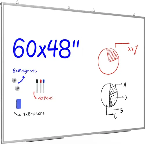 Miniatura 10 de Pizarra blanca magnética grande de borrado en seco de 72" x 40", tablero removible para colgar en la pared con 4 marcadores y 1 borrador seco y 6