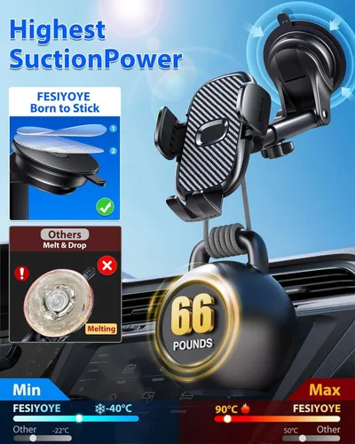 Miniatura 4 de Soporte para teléfono de automóvil [ventosa de 360° de grado militar] Soporte de teléfono para tu automóvil, accesorios universales, salida de aire