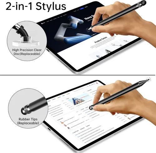 Miniatura 3 de Bopomofo Stylus (5 unidades), lápiz capacitivo 2 en 1 para pantalla táctil, alta precisión y sensibilidad, adecuado para tabletas
