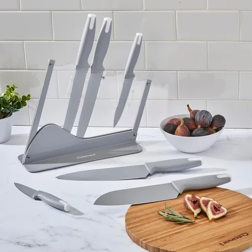 Miniatura 2 de Cuisinart Juego de cubiertos de cerámica con tapa de 7 piezas en soporte acrílico, gris