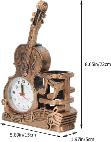 Miniatura 4 de Garneck Portalápices para violín Decoraciones para Salas De Casa Librería Estante Modelo Violín Figuras Papelería Madera Portalápices Hierro