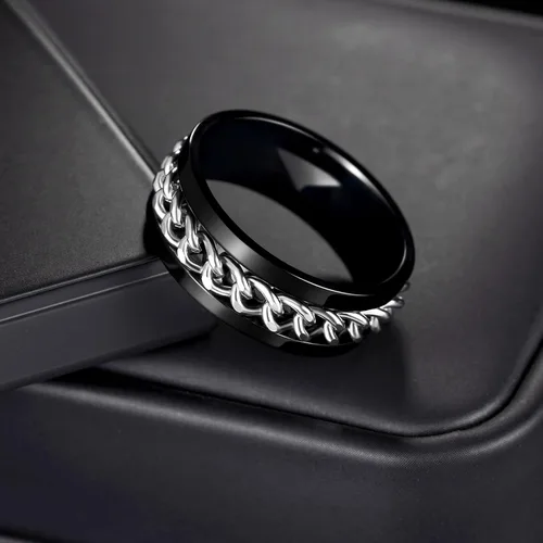 Miniatura 156 de Anillos giratorios para la ansiedad para hombre, anillos clásicos de cadena para mujeres y adultos, anillo de acero de titanio