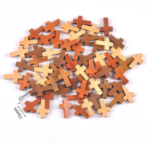 Miniatura 4 de NERRECEAB 100 piezas de cuentas cruzadas decoraciones de madera adornos colgantes joyería regalos niños madera suministros de manualidades