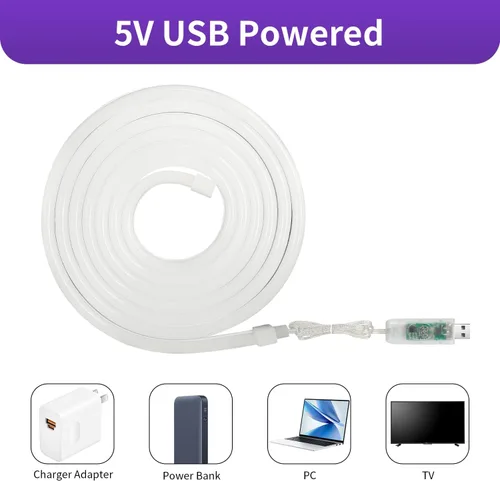 Miniatura 7 de Tira de luz LED de neón inteligente IC de 6.56 pies, tira de luz LED con aplicación/control remoto, cambio de color, sincronización de música, tira