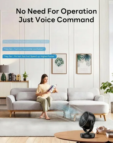 Miniatura 6 de PNTCK Ventilador circulador de aire para dormitorio, ventilador de mesa oscilante silencioso con 4 velocidades, control remoto, oscilación de 90°