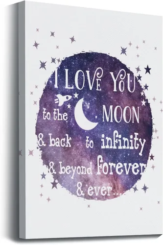 Lienzo decorativo para pared con texto en inglés "I Love You To The Moon And Back" (I Love You To The Moon And Back)