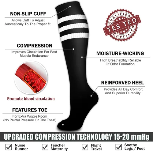 Miniatura 201 de 6 Pack Copper Compression Socks for Women and Men Circulation-Best Support for Medical, Running,Nursing,Athletic