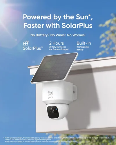 Miniatura 4 de eufy Security SoloCam E30, cámaras de seguridad inalámbricas para exteriores, cámara solar inalámbrica para exteriores, panorámica de 360°