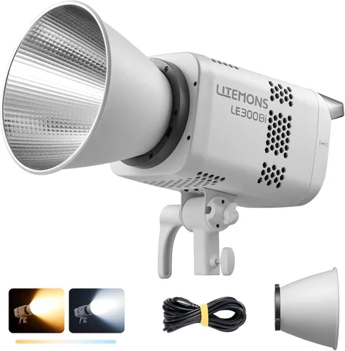 Godox Litemons LE300Bi - Luz de video LED bicolor de 300 W, 58900Lux@1M luz de estudio con control de aplicación, 11 efectos FX, 2800K-6500K 0-100%