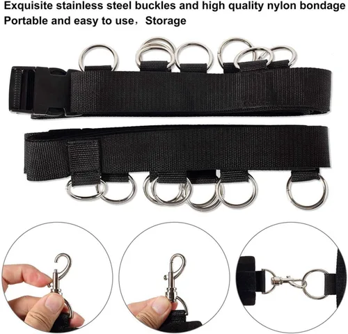 Miniatura 3 de Colchón de amarre sexual tamaño King Size Kit de restricciones de servidumbre para adultos Juego de restricciones de muñeca y tobillo Esposas