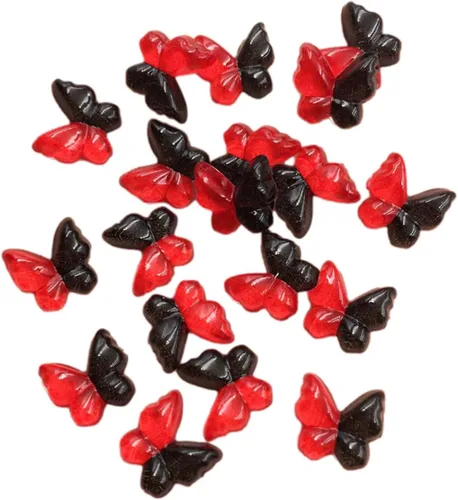 Diamantes de imitación de mariposa con parte trasera plana, 80 unidades de 0.394 pulgadas, dijes de mariposa de resina para uñas, adornos, álbumes