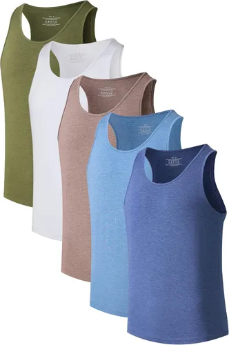 Miniatura 16 de COLORFULLEAF Camisetas sin mangas de rayón de bambú para hombre, camisetas sin mangas elásticas con cuello redondo (1 o 3)