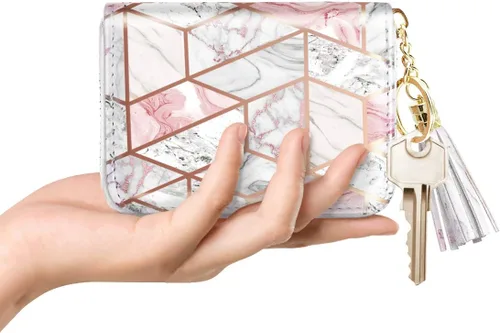 Miniatura 4 de Billetera pequeña para tarjetas de crédito RFID con purpurina linda para mujer