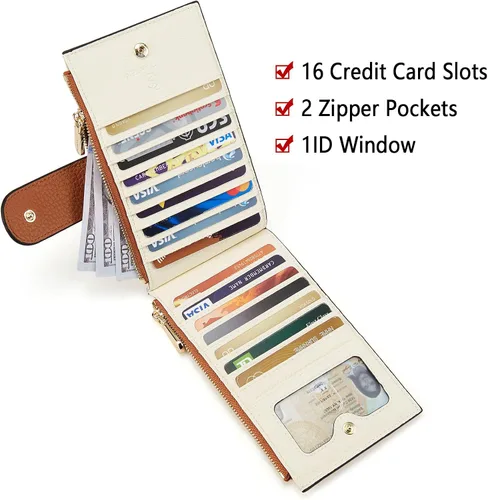 Miniatura 2 de BOSTANTEN Billeteras de cuero para mujer con bloqueo RFID tarjetero delgado con bolsillo con cremallera