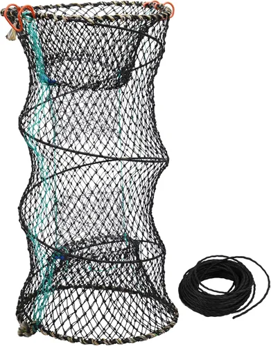 Hlotmeky Trampa de cangrejo trampa de pececillos de pesca con cuerda de mano de 32.8 ft, trampa de red de pesca de langosta plegada