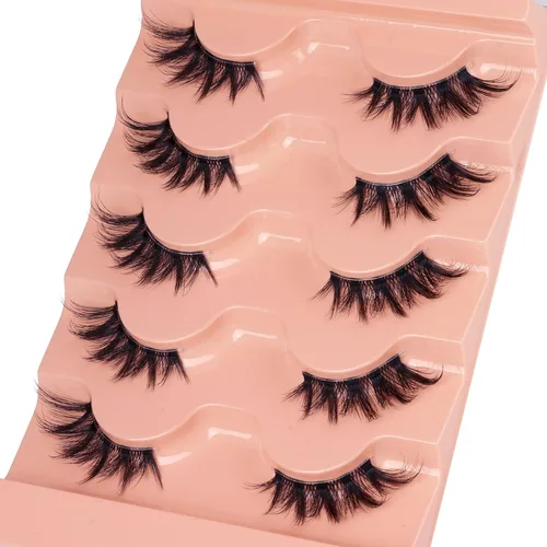 Miniatura 3 de Medias Pestañas de Aspecto Natural Ojo de Gato Pestañas Postizas Vaporosas 3D de Visón Sintético Banda Transparente Pestañas de Tira Esponjosas por