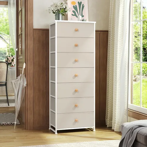 Miniatura 8 de Crestlive Products Cajonera alta, torre de almacenamiento de 7 cajones de tela, cómodas - Unidad organizadora vertical para dormitorio, pasillo